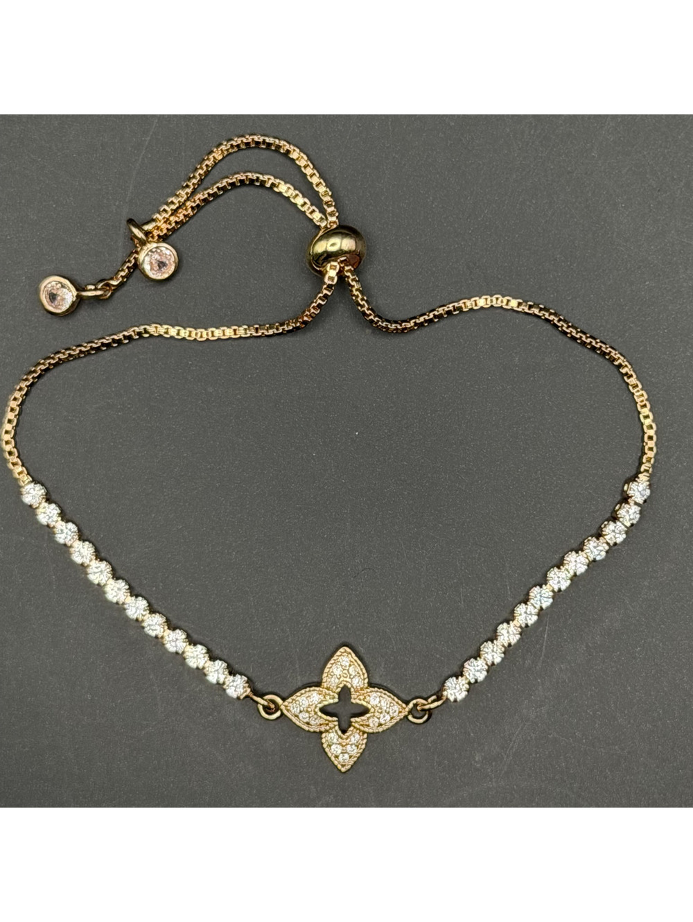 candy+clover quatrefoil clover gold tone bolo bracelet